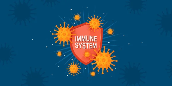 Banner des Immunsystems im Comic-Stil, Vektor — Stockvektor