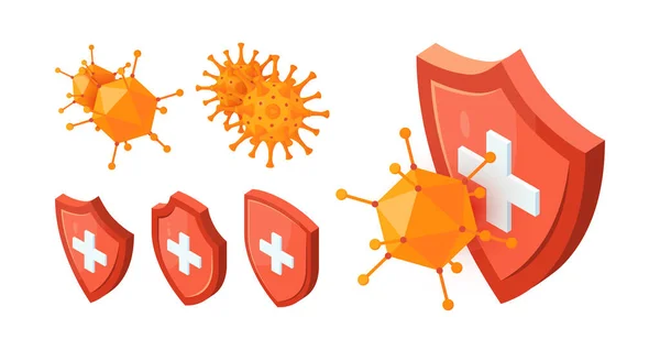 Immuunsysteempictogram in isometrische weergave, vector — Stockvector