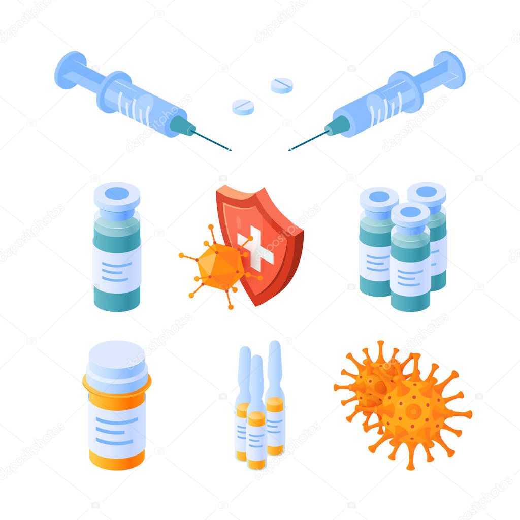 Immune system icon in isometric view, vector