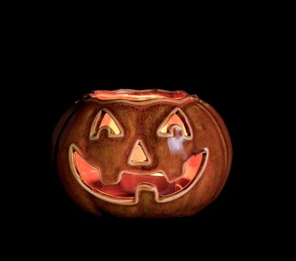 Decoración de calabaza aterradora brillante aislada sobre fondo negro — Foto de Stock