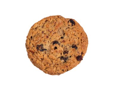 Beyaz arka plan üzerinde izole bütün yulaf ezmesi kuru üzüm kurabiye