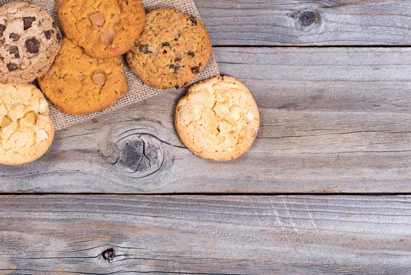 Variety of baked cookies on napkin ready to eat — Stock Photo, Image