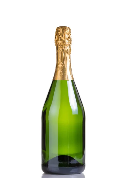 Unopened bottle of champagne isolated on white background — Stock Photo, Image