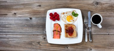 Sağlıklı sabah yemek rustik ahşap tablo 