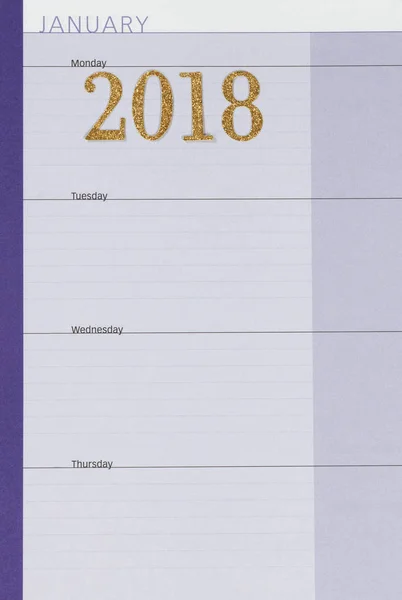 2018 gold number date on calendar book background — Stock Photo, Image