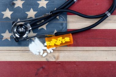 Ezilmiş opioid ağrı öldürmek şişe açık reçete Üstten Görünüm