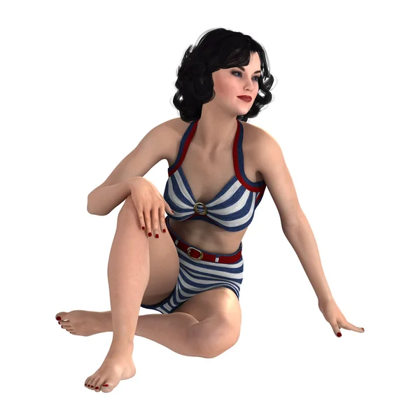 3D render Pinup kız beyaz — Stok fotoğraf