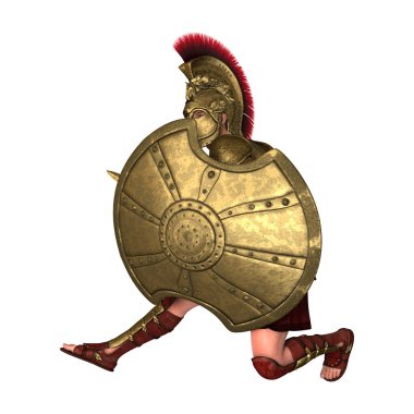 3D render antik Yunan asker beyaz