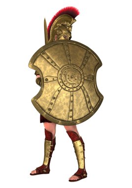 3D render antik Yunan asker beyaz