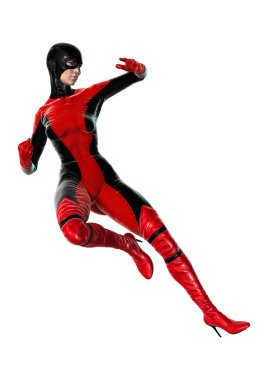 3D render kadın süper kahraman üzerinde beyaz