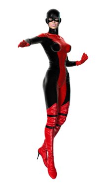 3D render kadın süper kahraman üzerinde beyaz