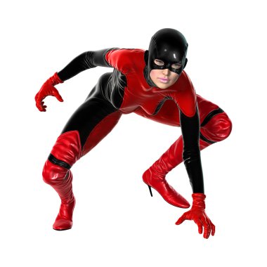 3D render kadın süper kahraman üzerinde beyaz