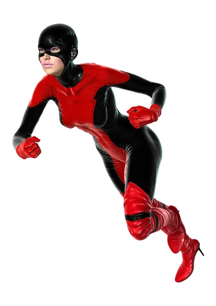 3D Rendering Female Superhero on White — Stock Photo, Image