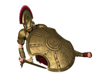 3D render antik Yunan asker beyaz