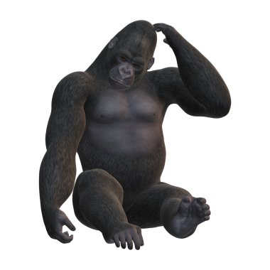 3D render Gorilla beyaz günü