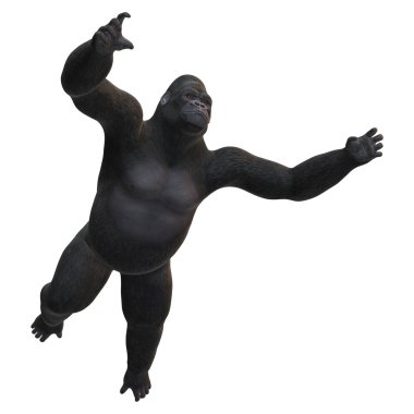 3D render Gorilla beyaz günü