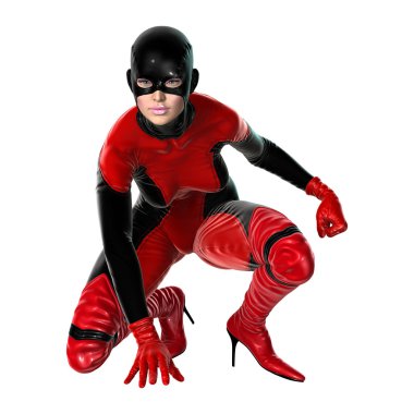 3D render kadın süper kahraman üzerinde beyaz