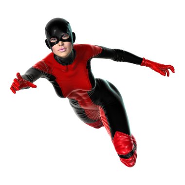 3D render kadın süper kahraman üzerinde beyaz