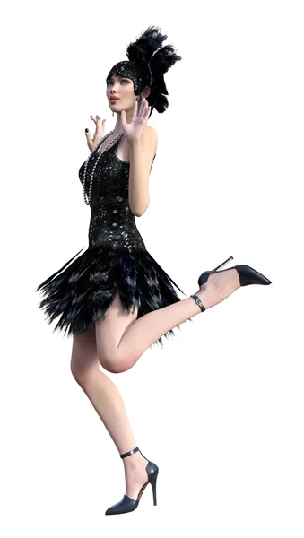 3D Renderöinti Flapper Dancing on White — kuvapankkivalokuva