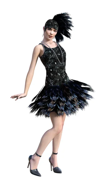 3D Renderöinti Flapper Dancing on White — kuvapankkivalokuva