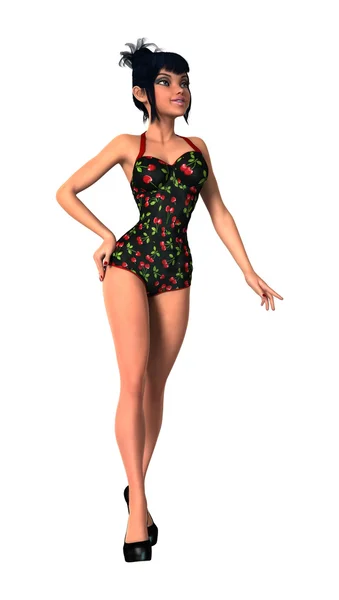 3D renderowania dziewczyna Pinup biały — Zdjęcie stockowe