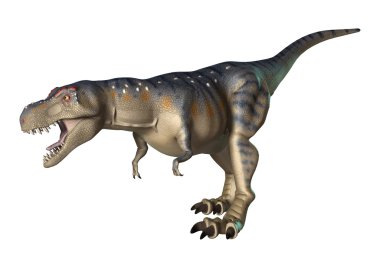 3D render dinozor Tyrannosaurus beyaz