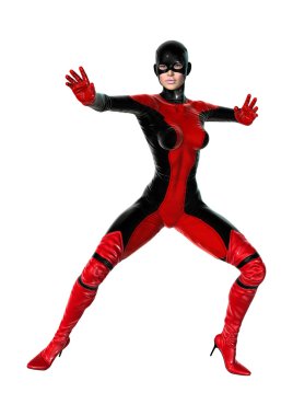 3D render kadın süper kahraman üzerinde beyaz