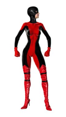 3D render kadın süper kahraman üzerinde beyaz