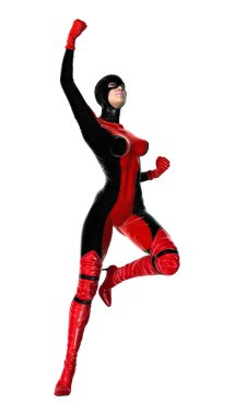 3D render kadın süper kahraman üzerinde beyaz