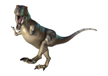 3D render dinozor Tyrannosaurus beyaz