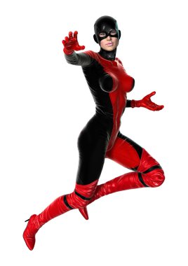 3D render kadın süper kahraman üzerinde beyaz