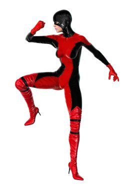 3D render kadın süper kahraman üzerinde beyaz