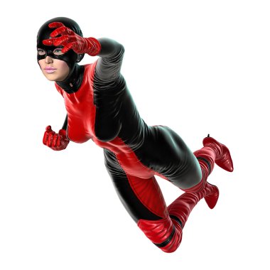 3D render kadın süper kahraman üzerinde beyaz