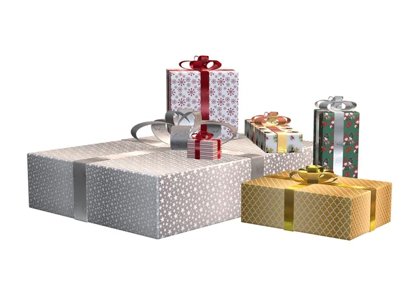 3D Rendering Present Pile on White — Stock Photo, Image