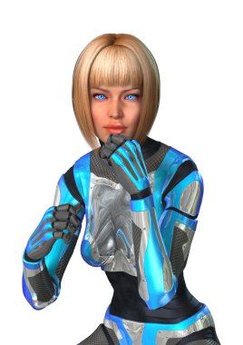 3D render Cyborg beyaz