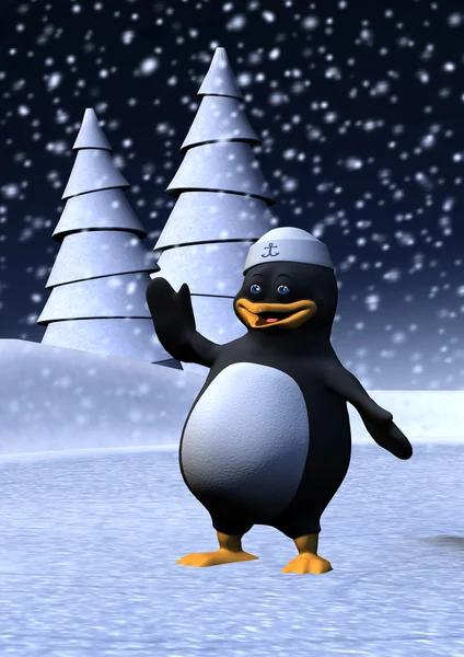 3D Rendering Cartoon Penguin — ストック写真