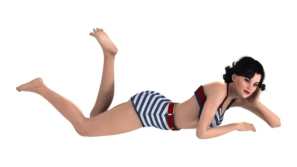 3D renderowania dziewczyna Pinup biały — Zdjęcie stockowe