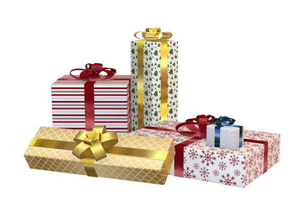 3D Rendering Present Pile on White — Stock Photo, Image