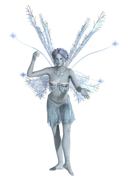 3D rendering Winter Fairy op wit — Stockfoto