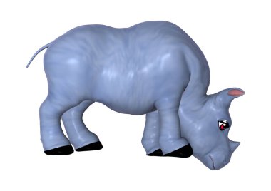 3D beyaz mavi gergedan oluşturma