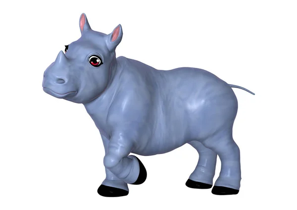 3D vykreslování modré Rhino na bílém — Stock fotografie