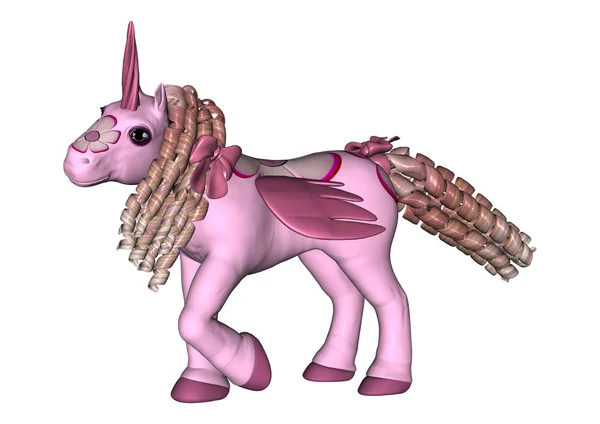 3D Rendering Pink Unicorn on White — Stock Photo, Image