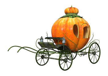 3D render Cinderella at arabası beyaz