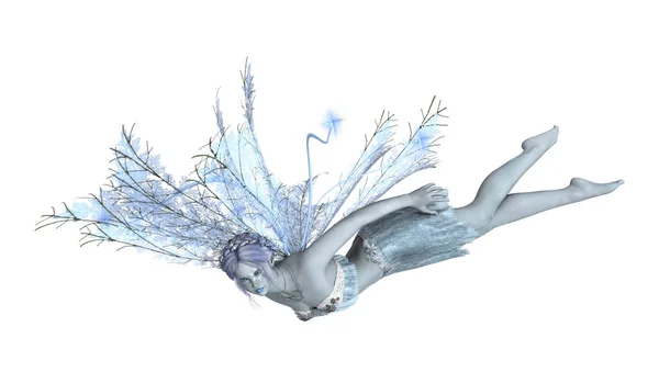 3D renderowania Winter Fairy na białym — Zdjęcie stockowe