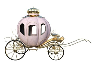 3D render Cinderella at arabası beyaz