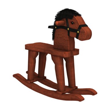 3D render sallanan at üzerinde beyaz