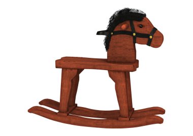 3D render sallanan at üzerinde beyaz