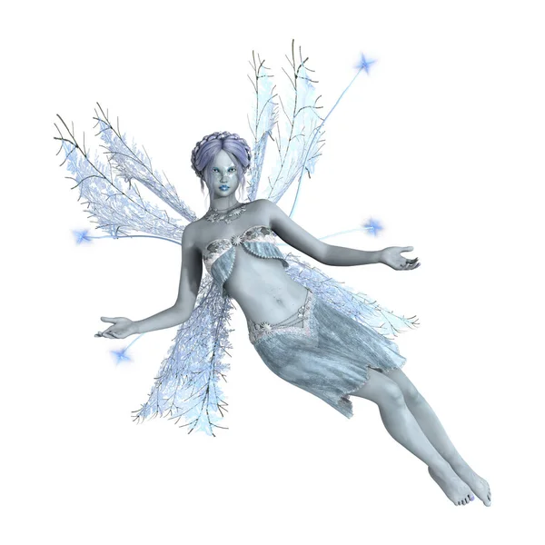 3D renderowania Winter Fairy na białym — Zdjęcie stockowe