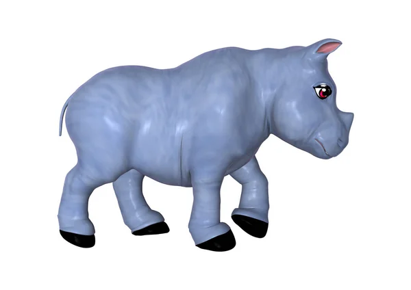 3d 渲染上白色蓝色犀牛 — 图库照片