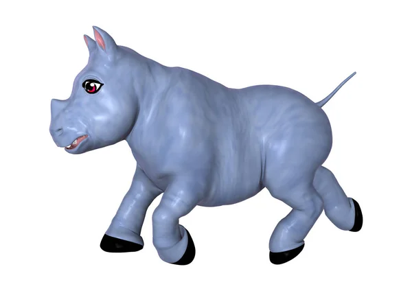 Rendering 3D Rinoceronte Blu su Bianco — Foto Stock